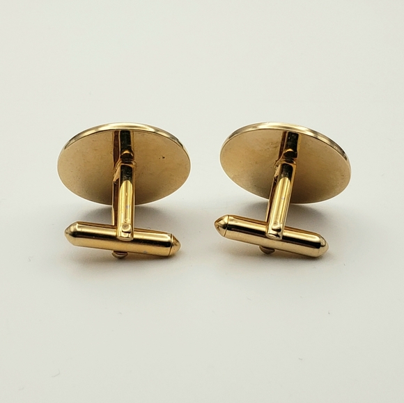 Mens Silver and Gold Bullseye Round Cuff Links - Picture 4 of 5